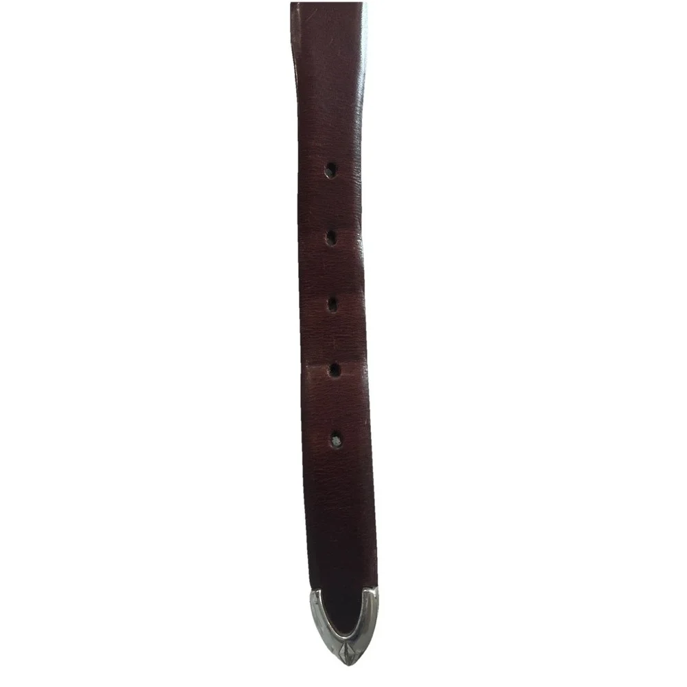 Brighton Brown Men's Belt Leather 44 Western Silver‎ Buckle, Tip, Studs